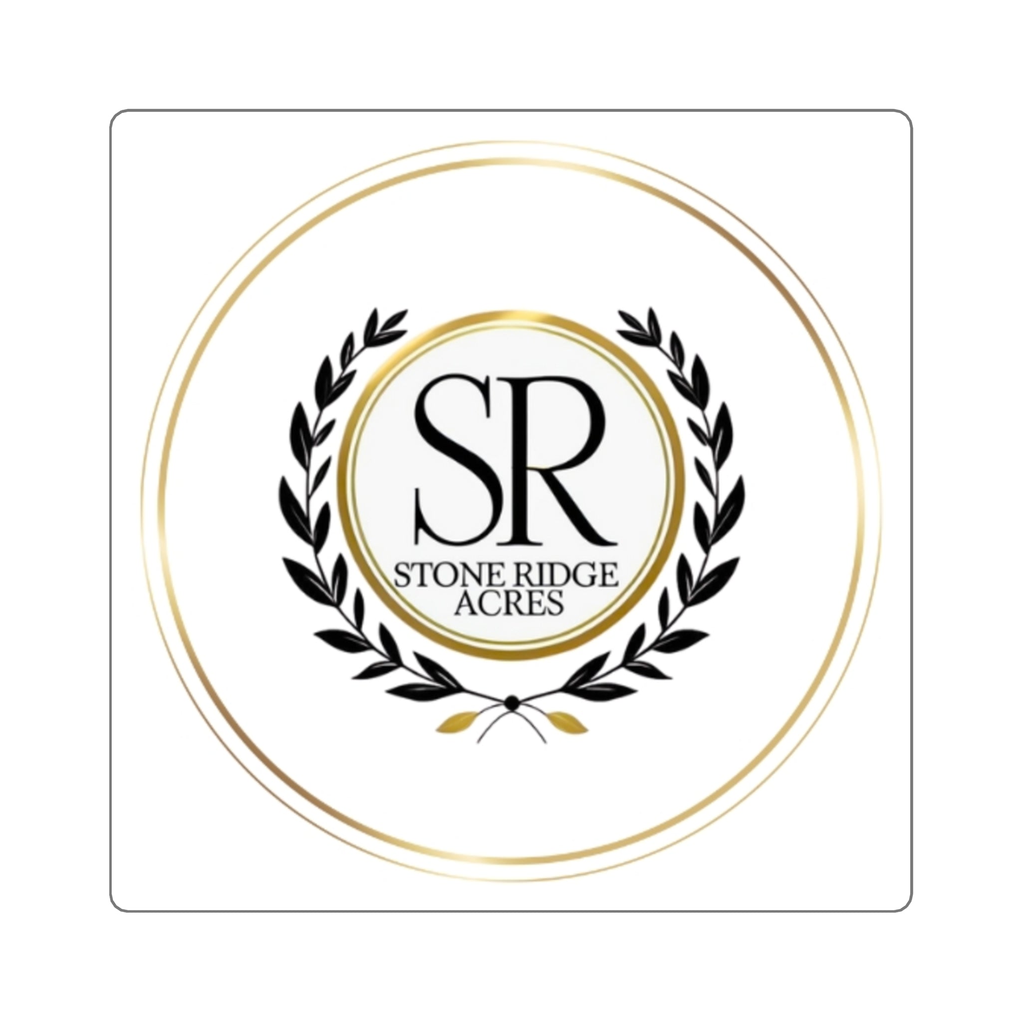 Stone Ridge Acres Logo Square Sticker — Elegant Monogram Farm/Brand Decal
