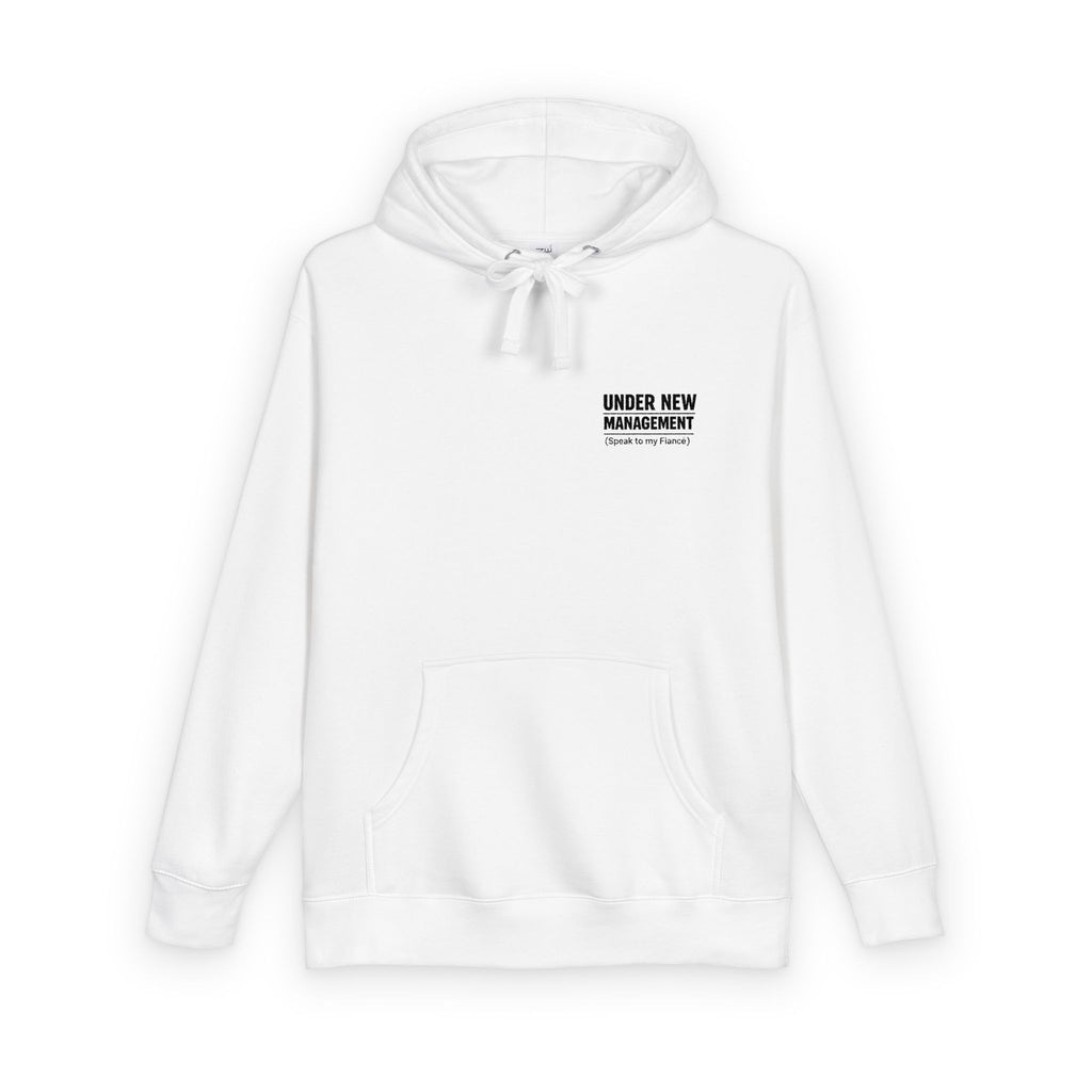 Minimal 'Under New Management' Fleece Hoodie — Funny New Parent Gift