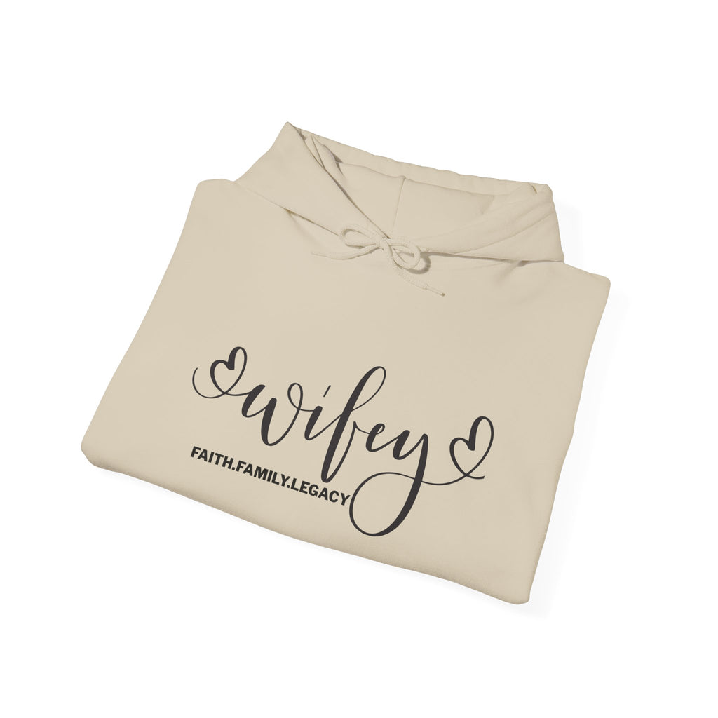 Wifey Hoodie – Script 'Wifey' with Faith Family Legacy Graphic