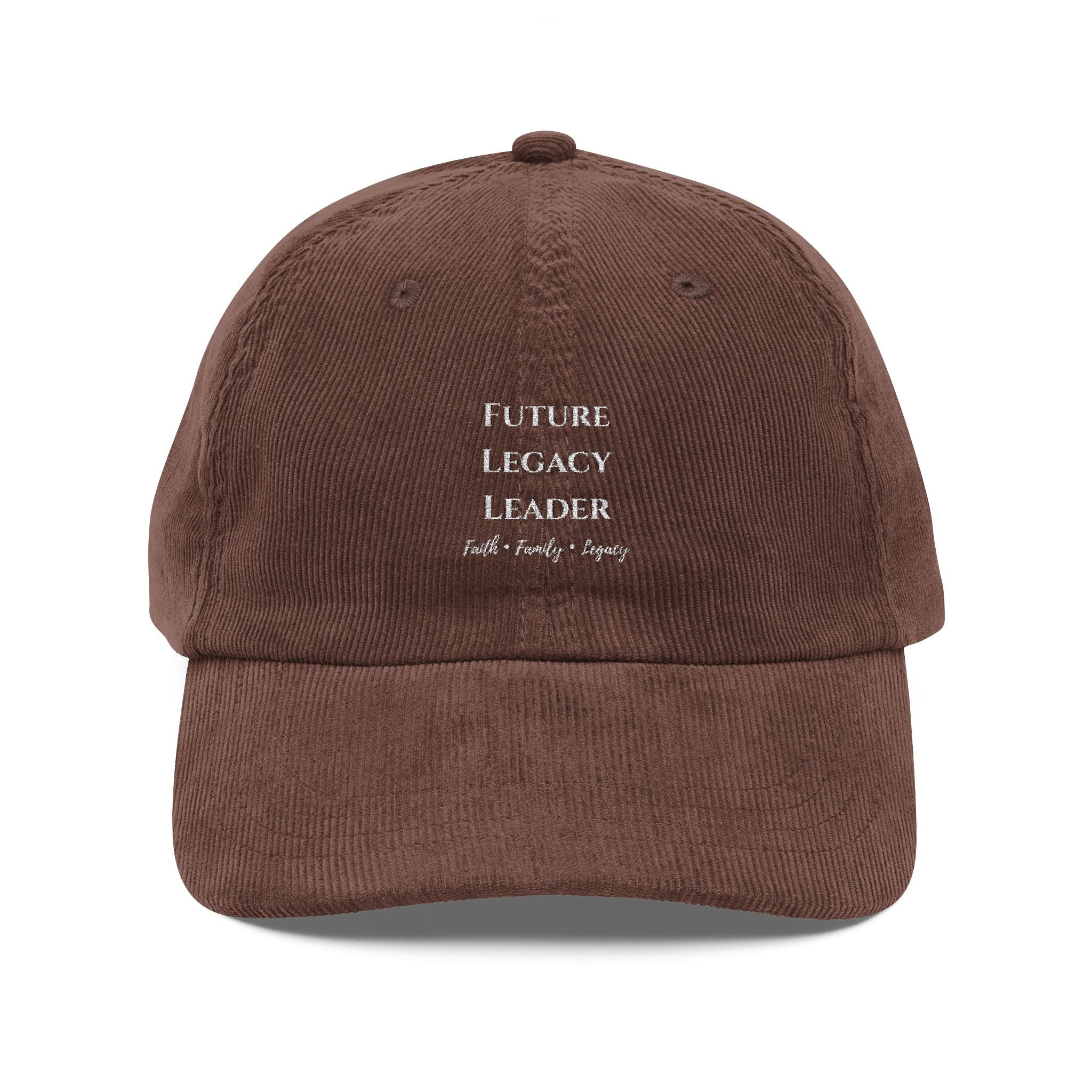 Embroidered Vintage Corduroy Cap – 'Future Legacy & Leader' Retro Baseball Hat