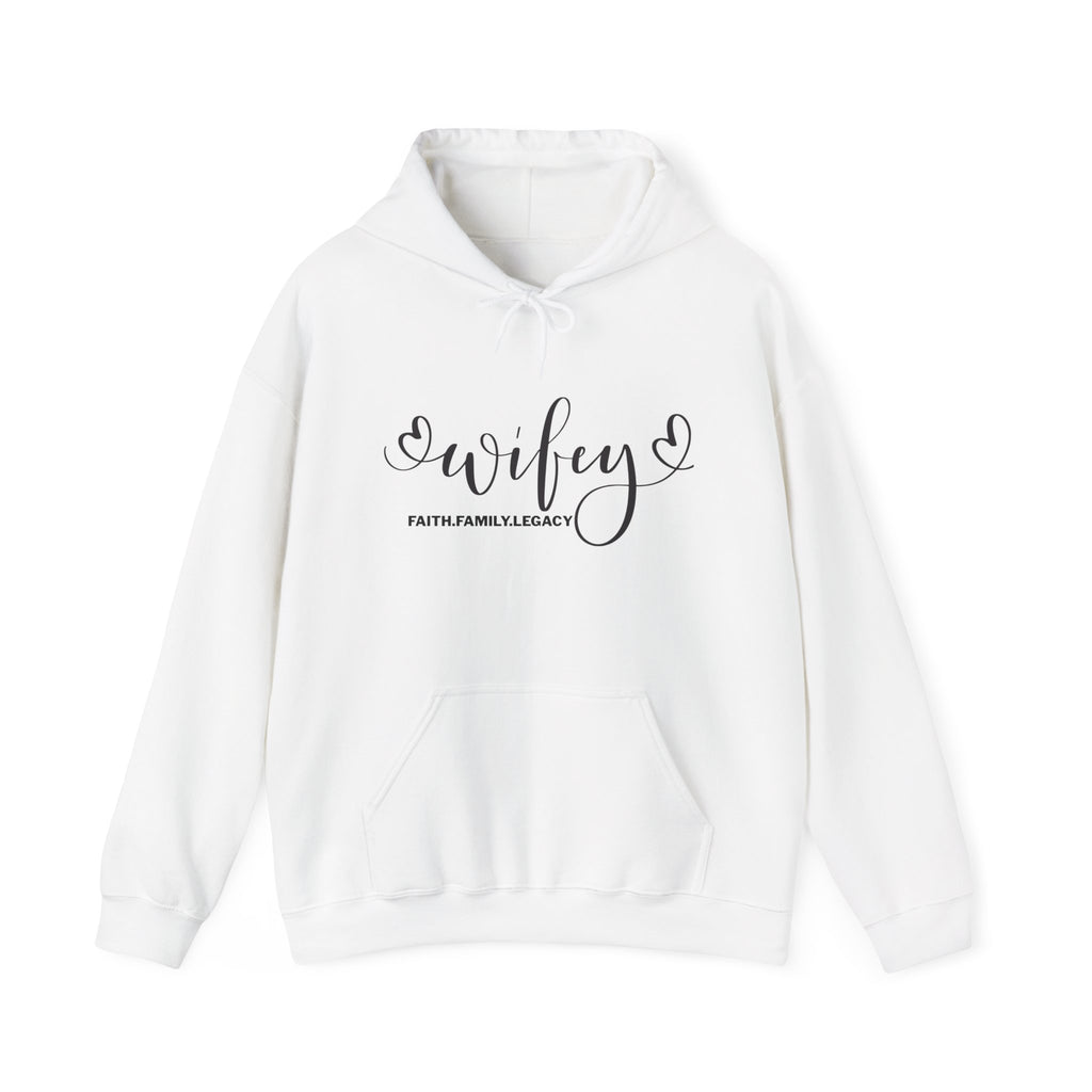 Wifey Hoodie – Script 'Wifey' with Faith Family Legacy Graphic