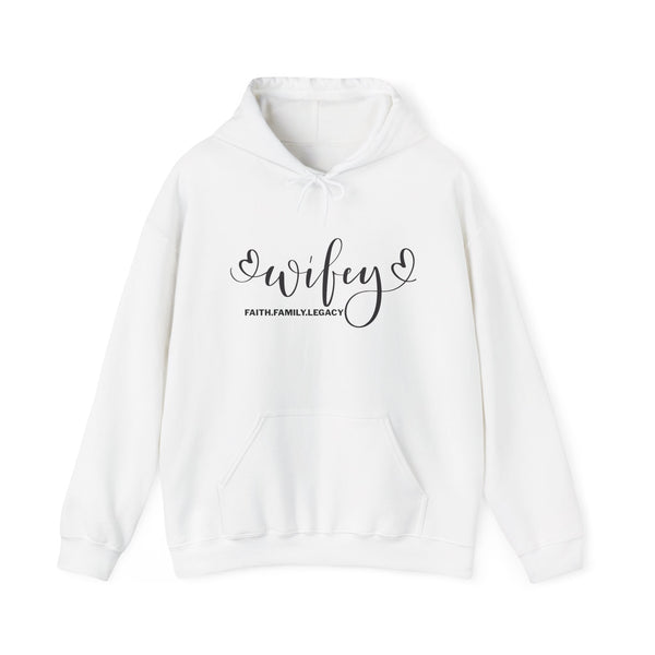 Wifey Hoodie – Script 'Wifey' with Faith Family Legacy Graphic