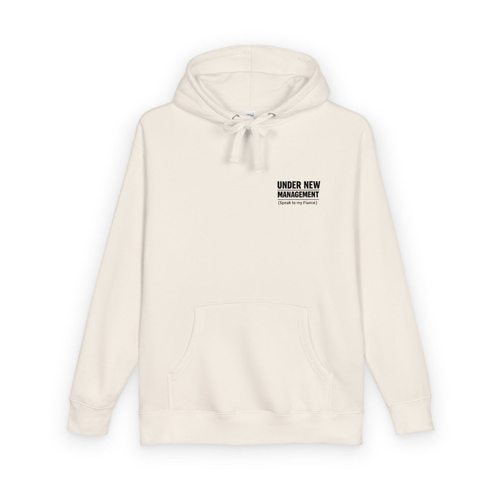 Minimal 'Under New Management' Fleece Hoodie — Funny New Parent Gift
