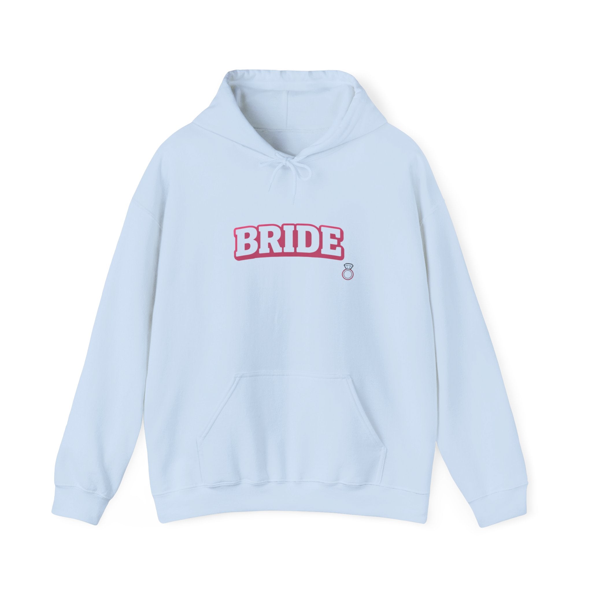 Bride Hoodie — Bachelorette Party Pullover with Pink 'BRIDE' Graphic