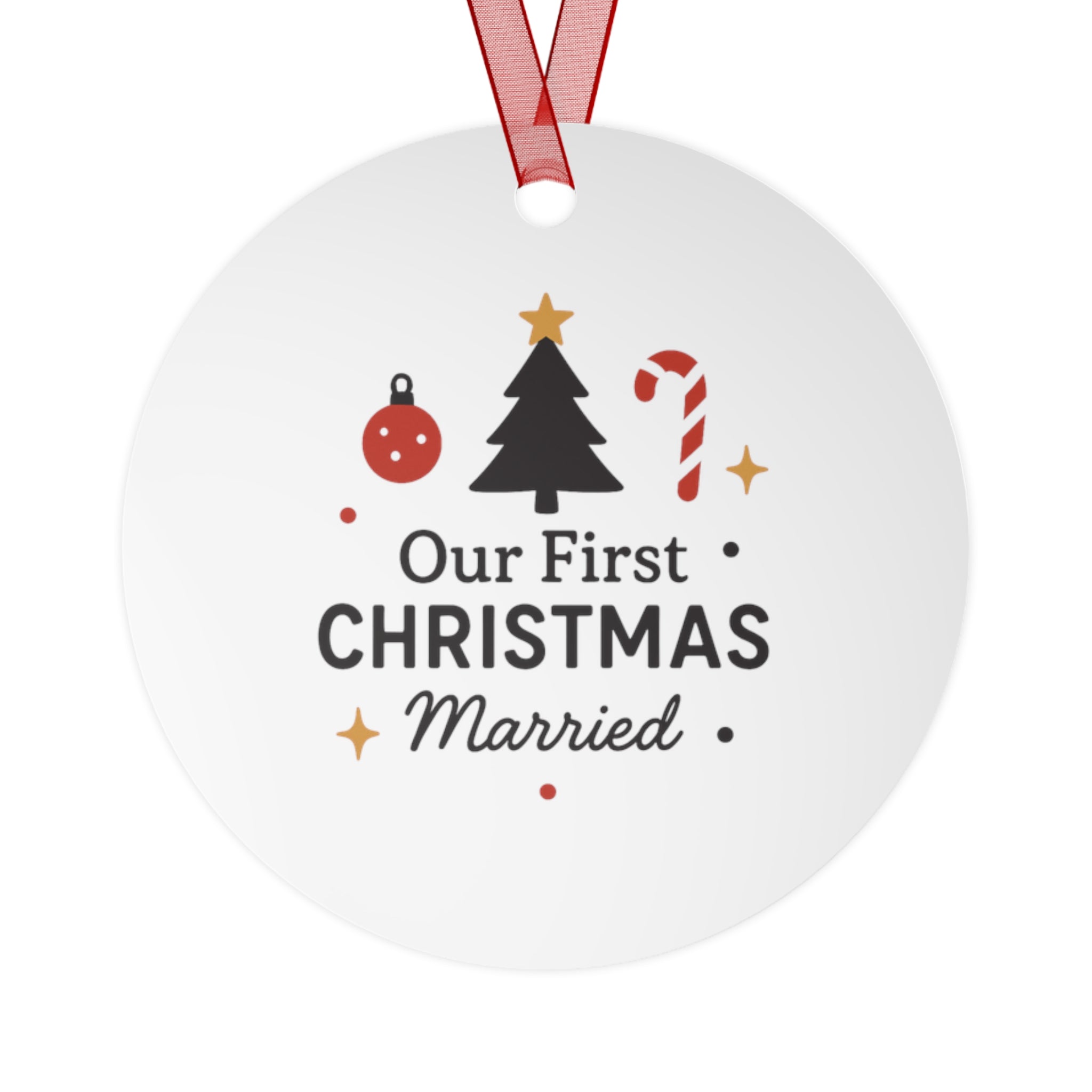 Our First Christmas Married Bell Ornament — Metal Wedding Keepsake