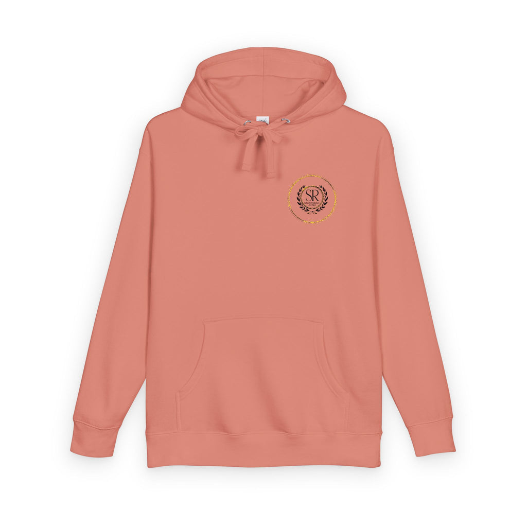 Rose Crest Hoodie — Pink Floral Graphic Fleece Pullover