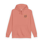 Rose Crest Hoodie — Pink Floral Graphic Fleece Pullover