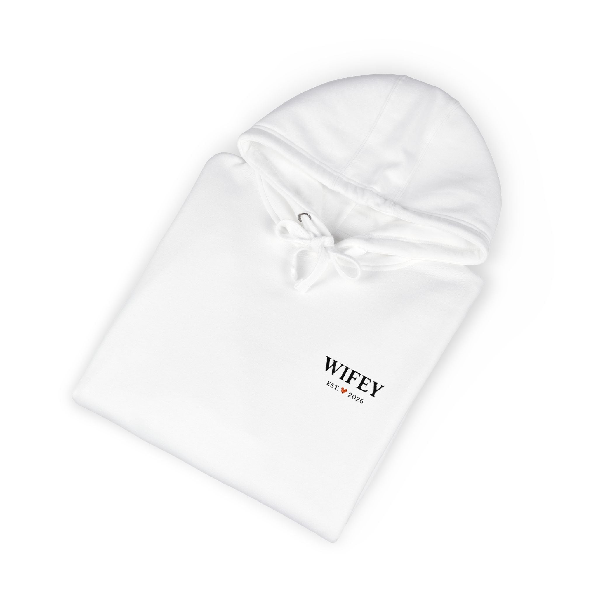 Wifey Hoodie – Minimal Script Fleece Pullover for Newlyweds & Bridal Gifts