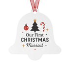 Our First Christmas Married Bell Ornament — Metal Wedding Keepsake