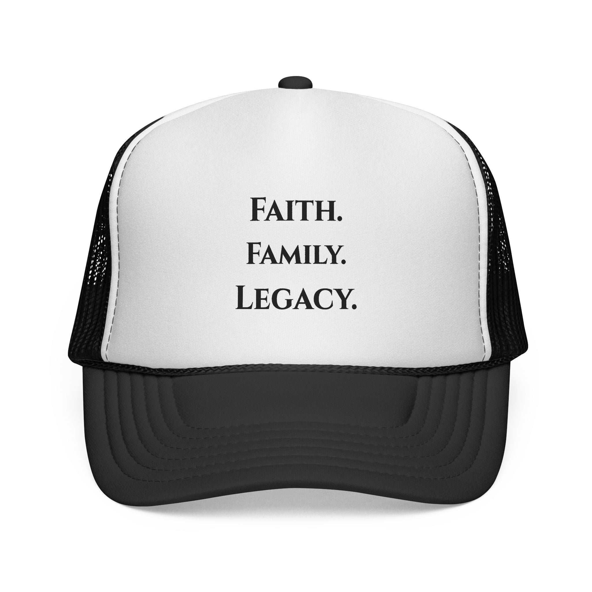 Faith. Family. Legacy. Trucker Hat – Inspirational Mesh Cap for Men & Women