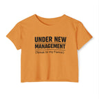Under New Management Crop Top — “Speak to My Fiancé” Bridesmaid Bachelorette Tee