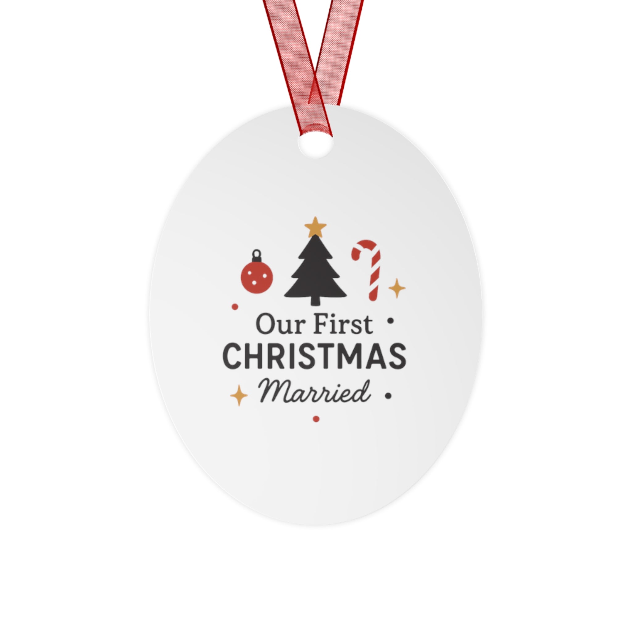 Our First Christmas Married Bell Ornament — Metal Wedding Keepsake