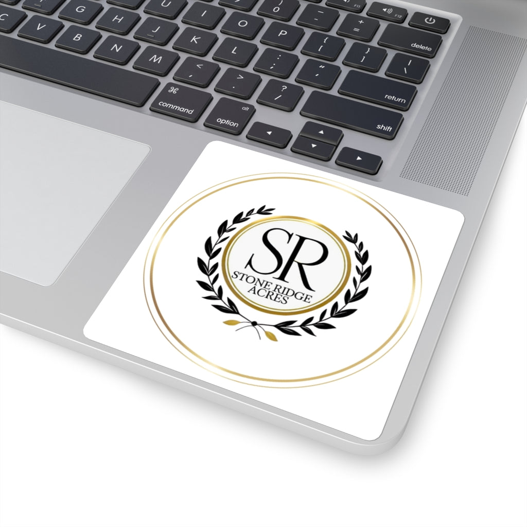 Stone Ridge Acres Logo Square Sticker — Elegant Monogram Farm/Brand Decal