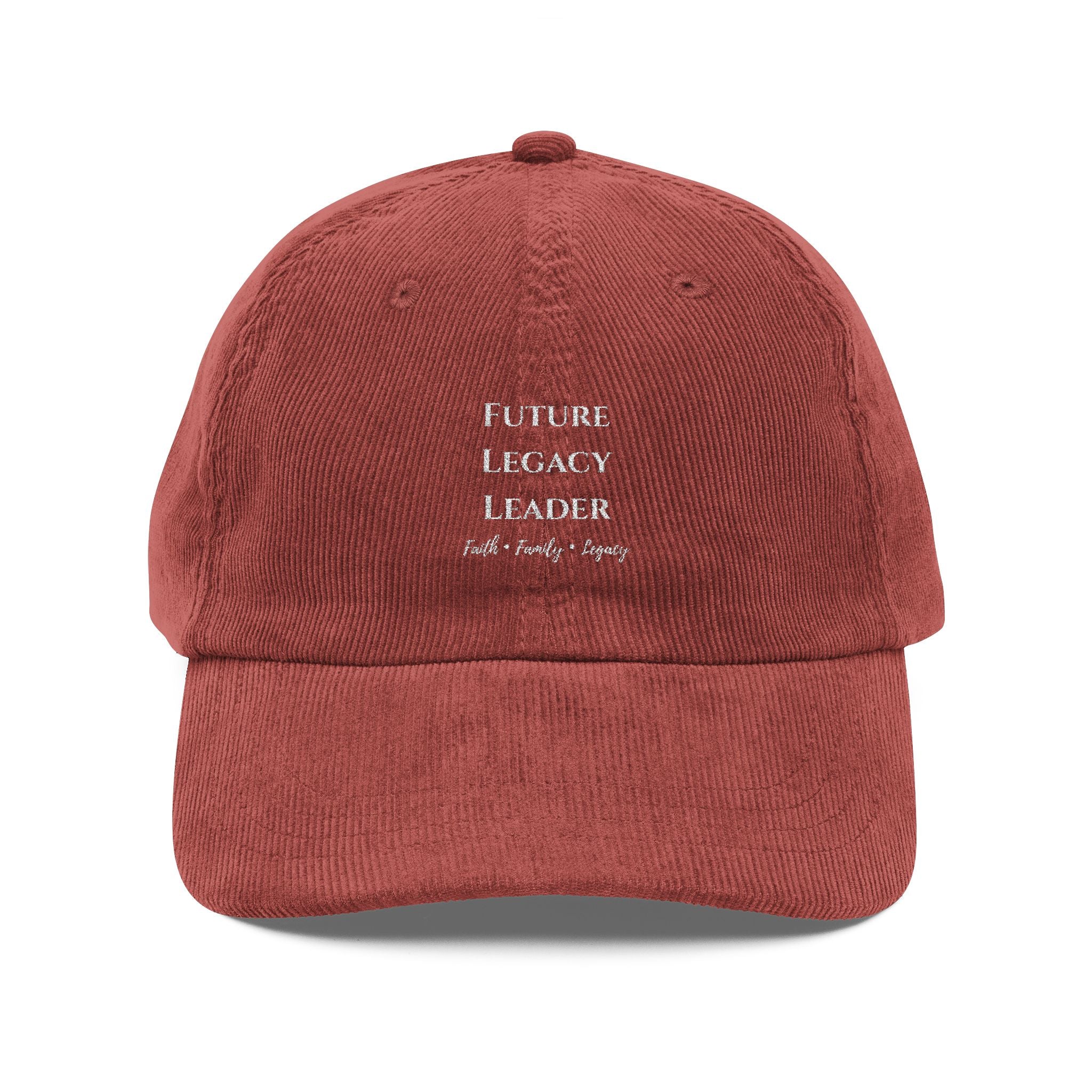 Embroidered Vintage Corduroy Cap – 'Future Legacy & Leader' Retro Baseball Hat