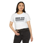 Under New Management Crop Top — “Speak to My Fiancé” Bridesmaid Bachelorette Tee
