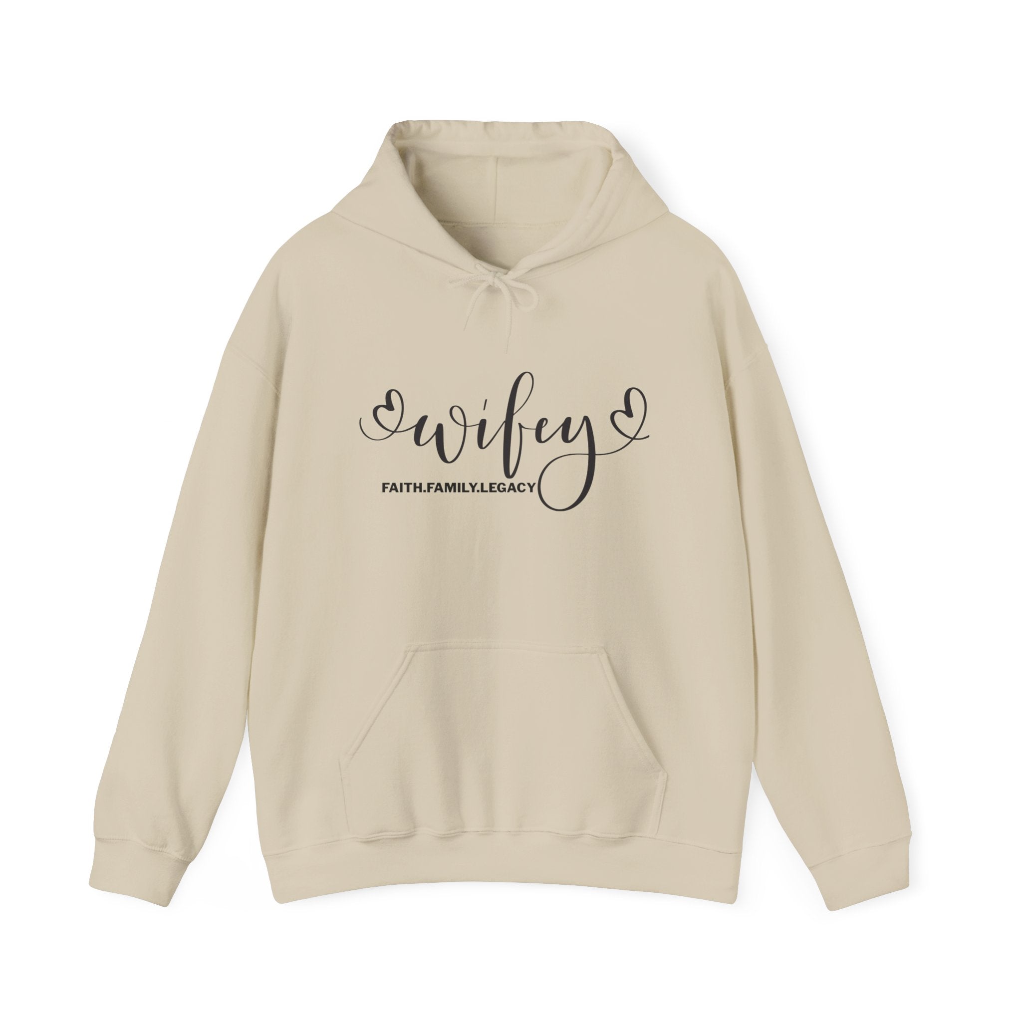 Wifey Hoodie – Script 'Wifey' with Faith Family Legacy Graphic