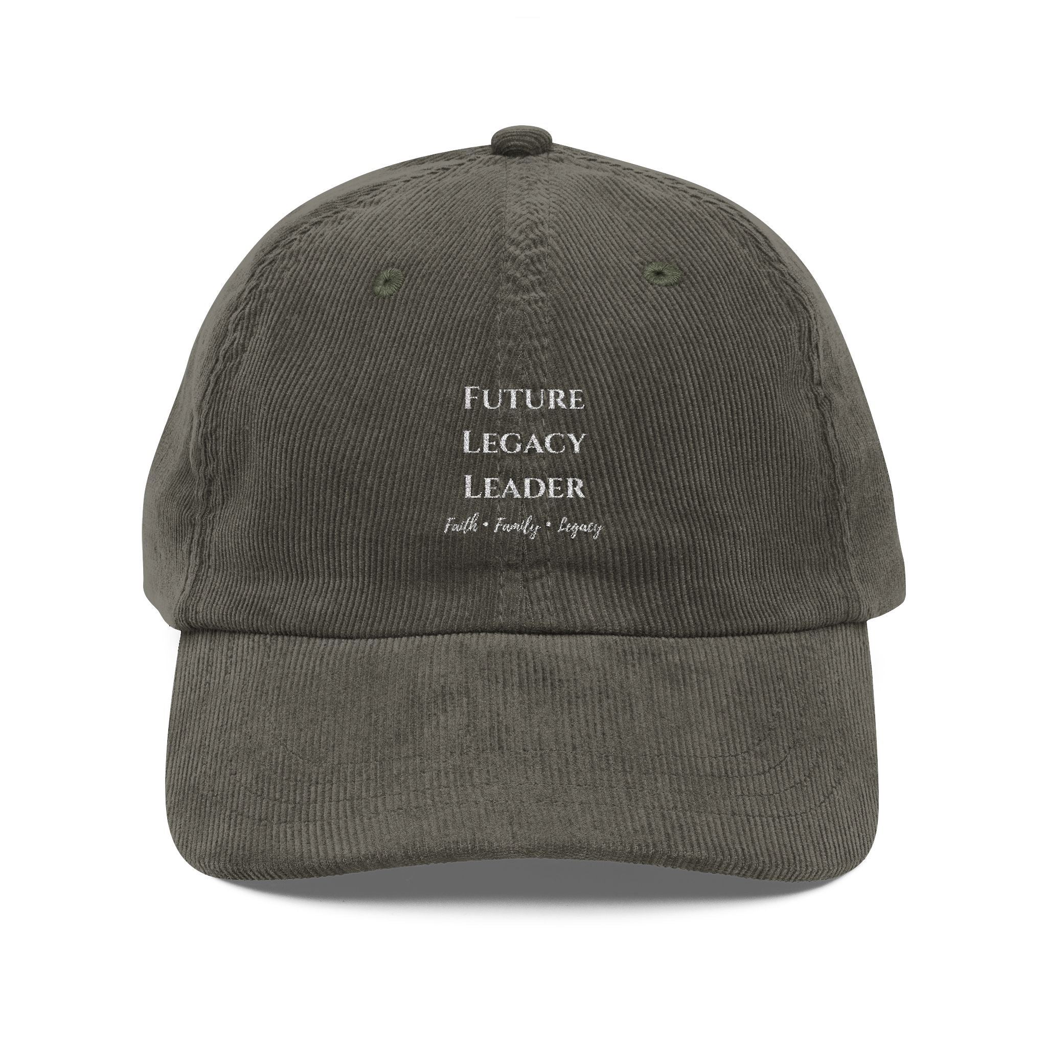 Embroidered Vintage Corduroy Cap – 'Future Legacy & Leader' Retro Baseball Hat