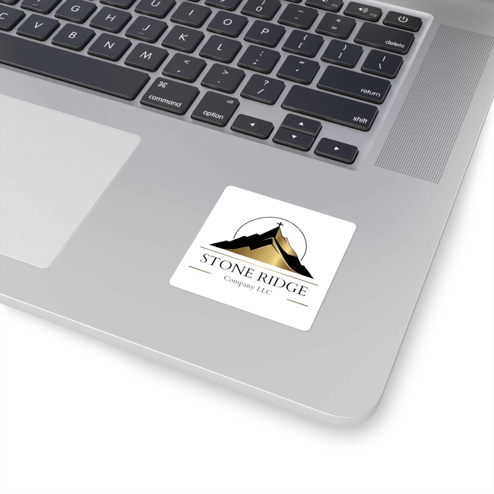 Stone Ridge Logo Square Sticker — Gold Mountain Business Branding Sticker