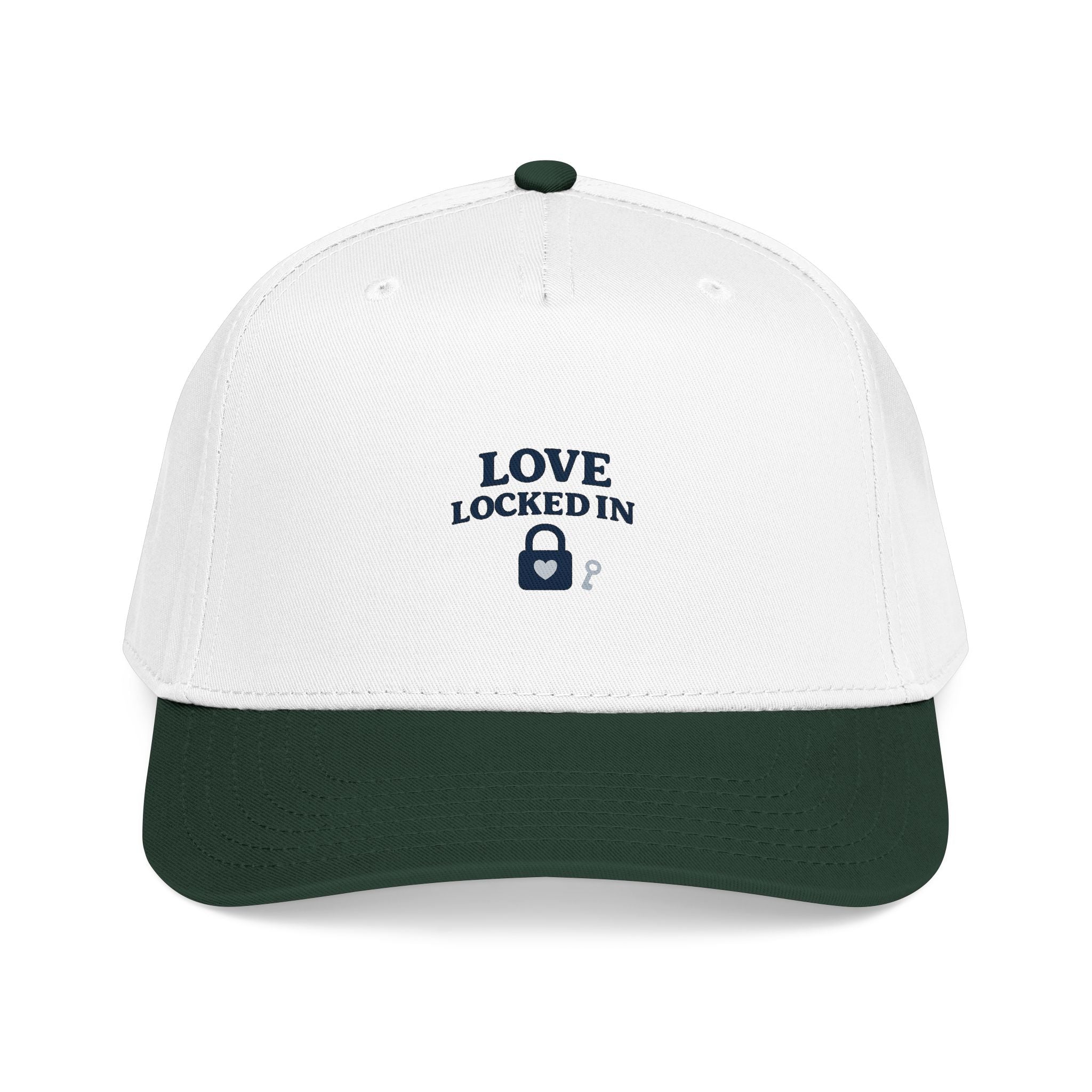 Love Locked In Baseball Cap — Embroidered Padlock Design