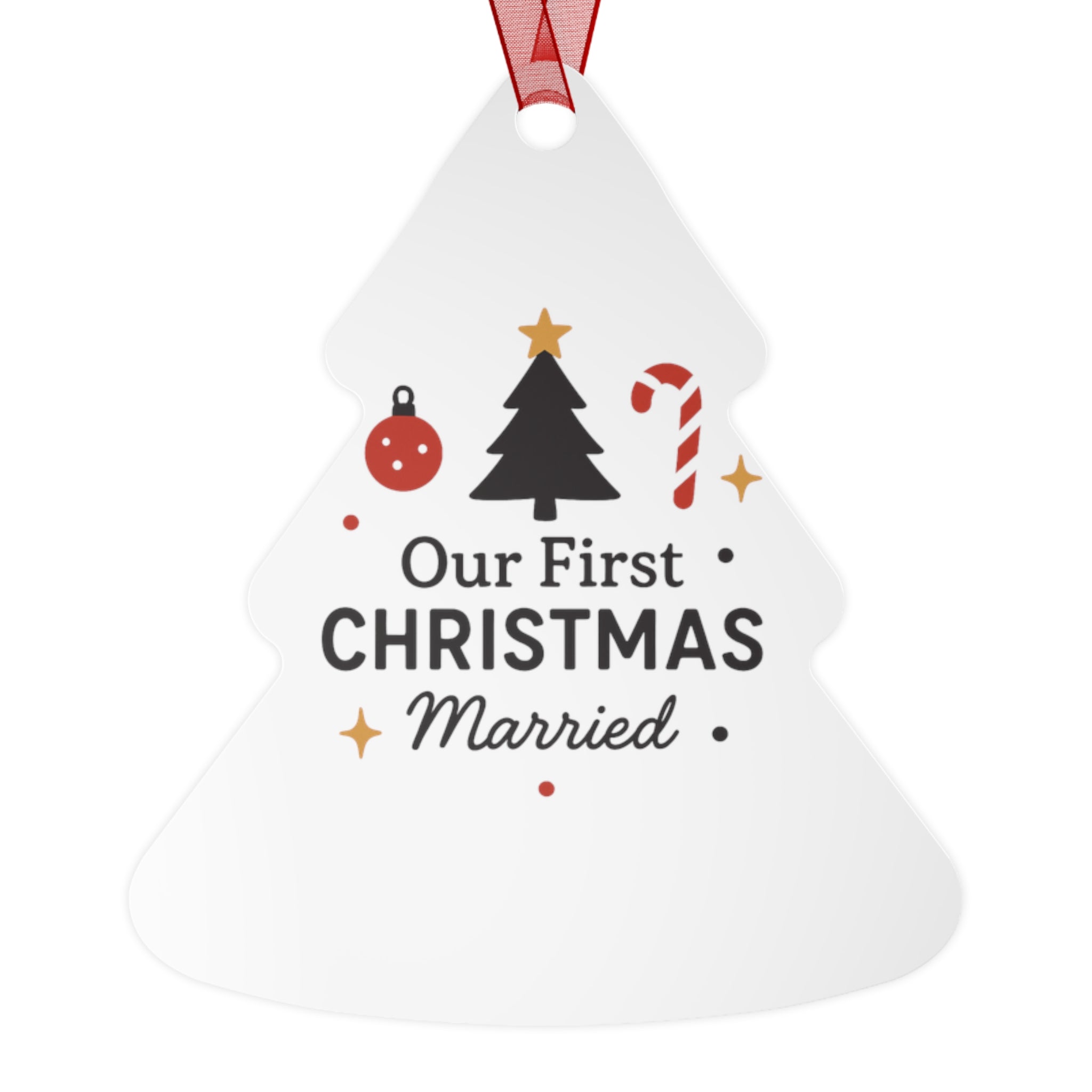 Our First Christmas Married Bell Ornament — Metal Wedding Keepsake