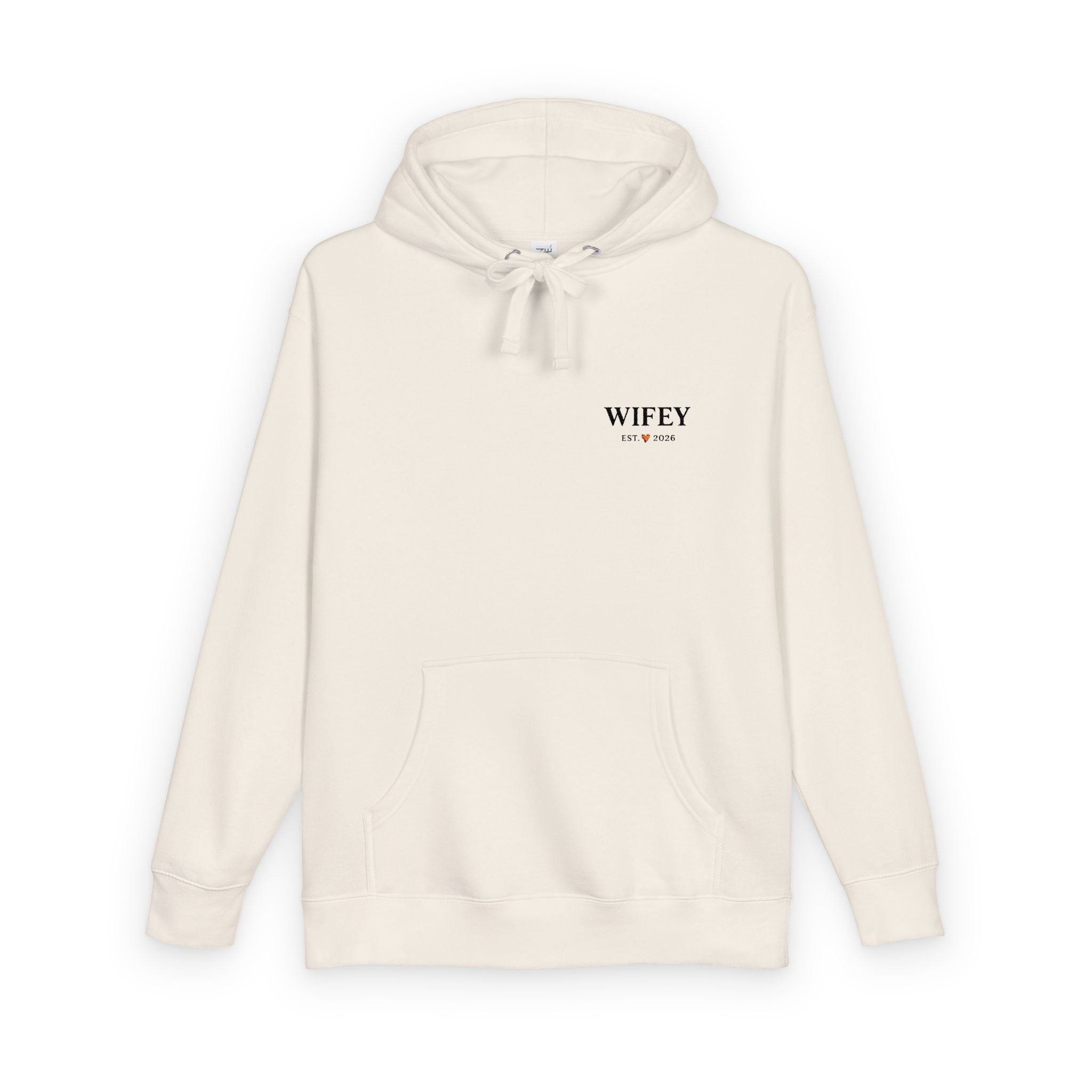 Wifey Hoodie – Minimal Script Fleece Pullover for Newlyweds & Bridal Gifts