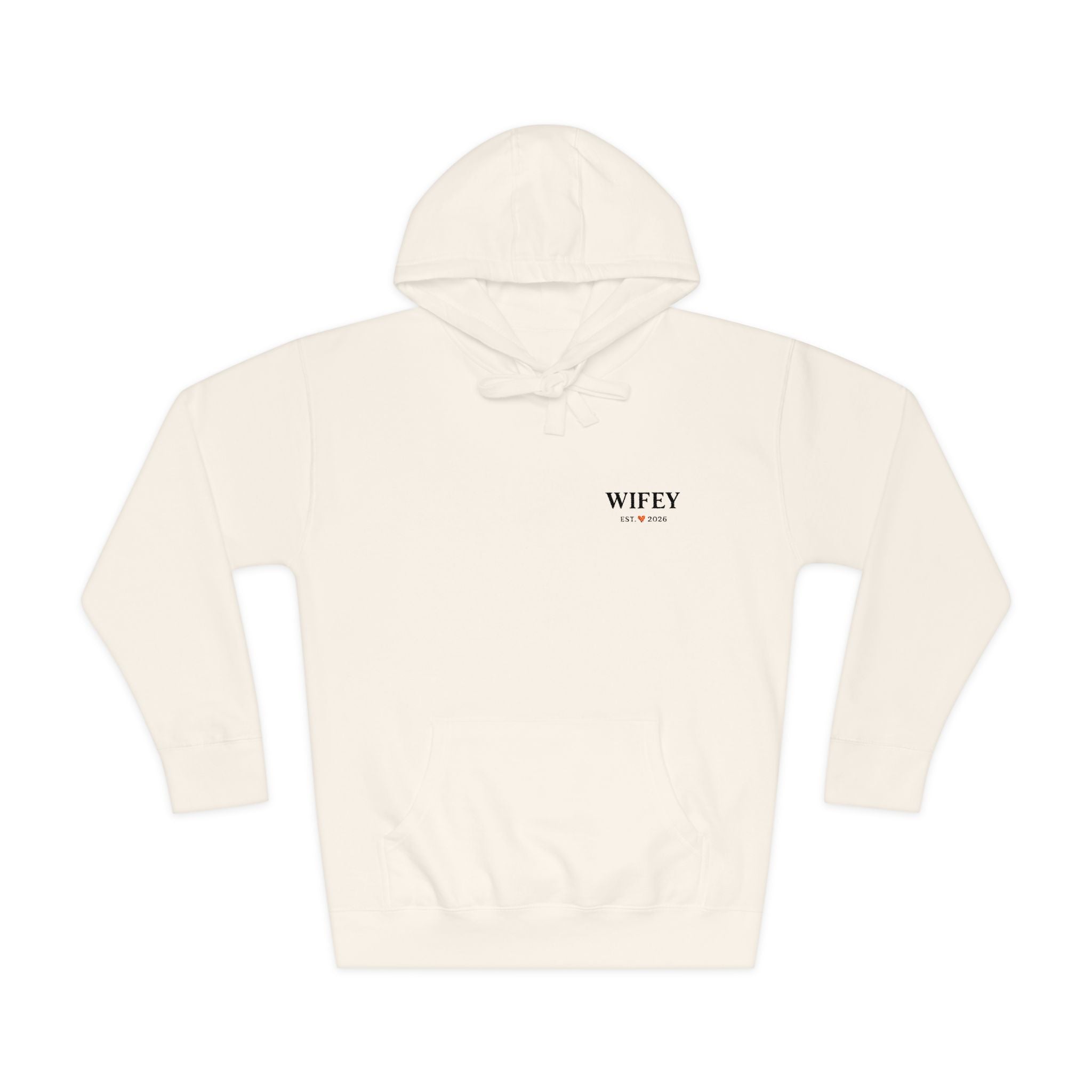 Wifey Hoodie – Minimal Script Fleece Pullover for Newlyweds & Bridal Gifts
