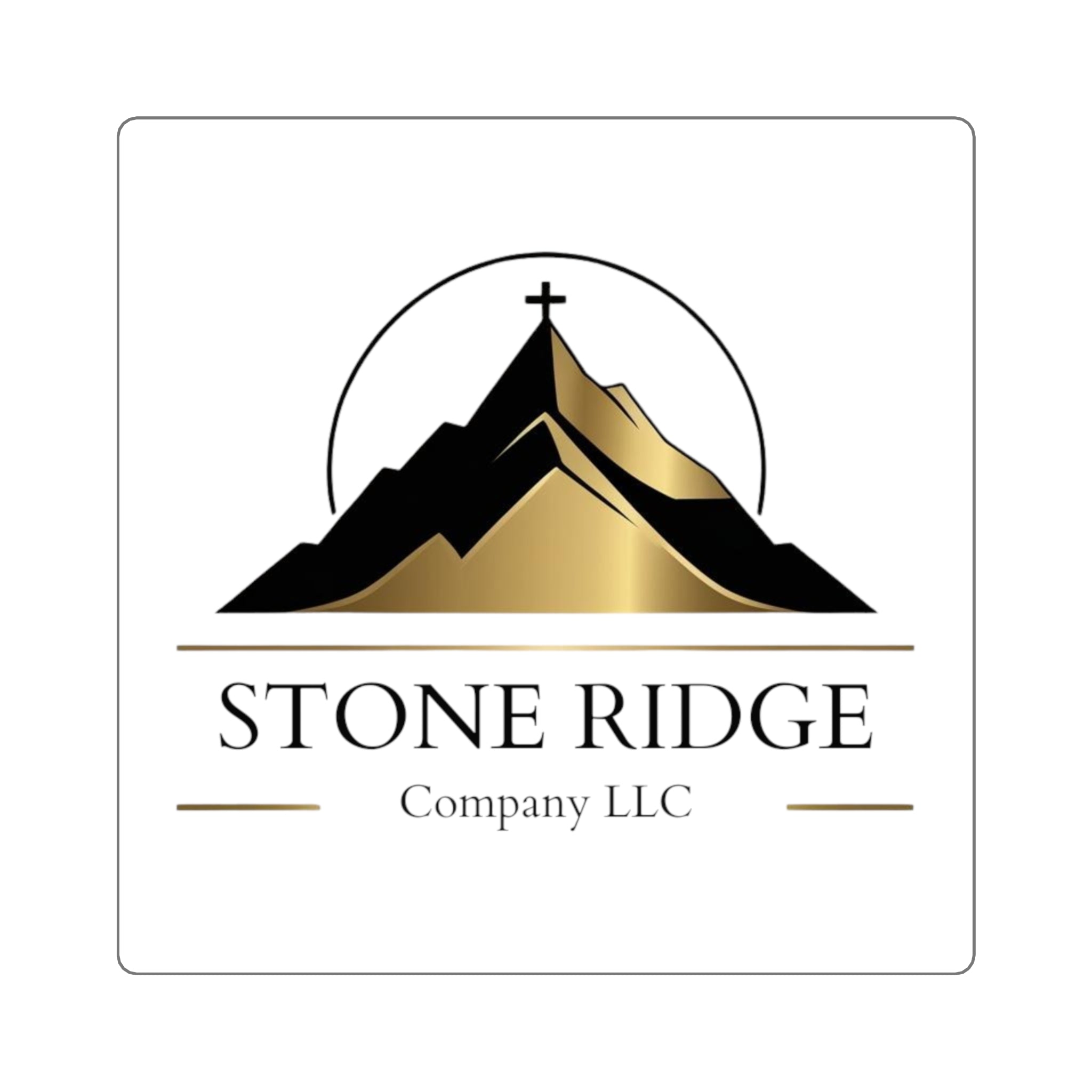 Stone Ridge Logo Square Sticker — Gold Mountain Business Branding Sticker
