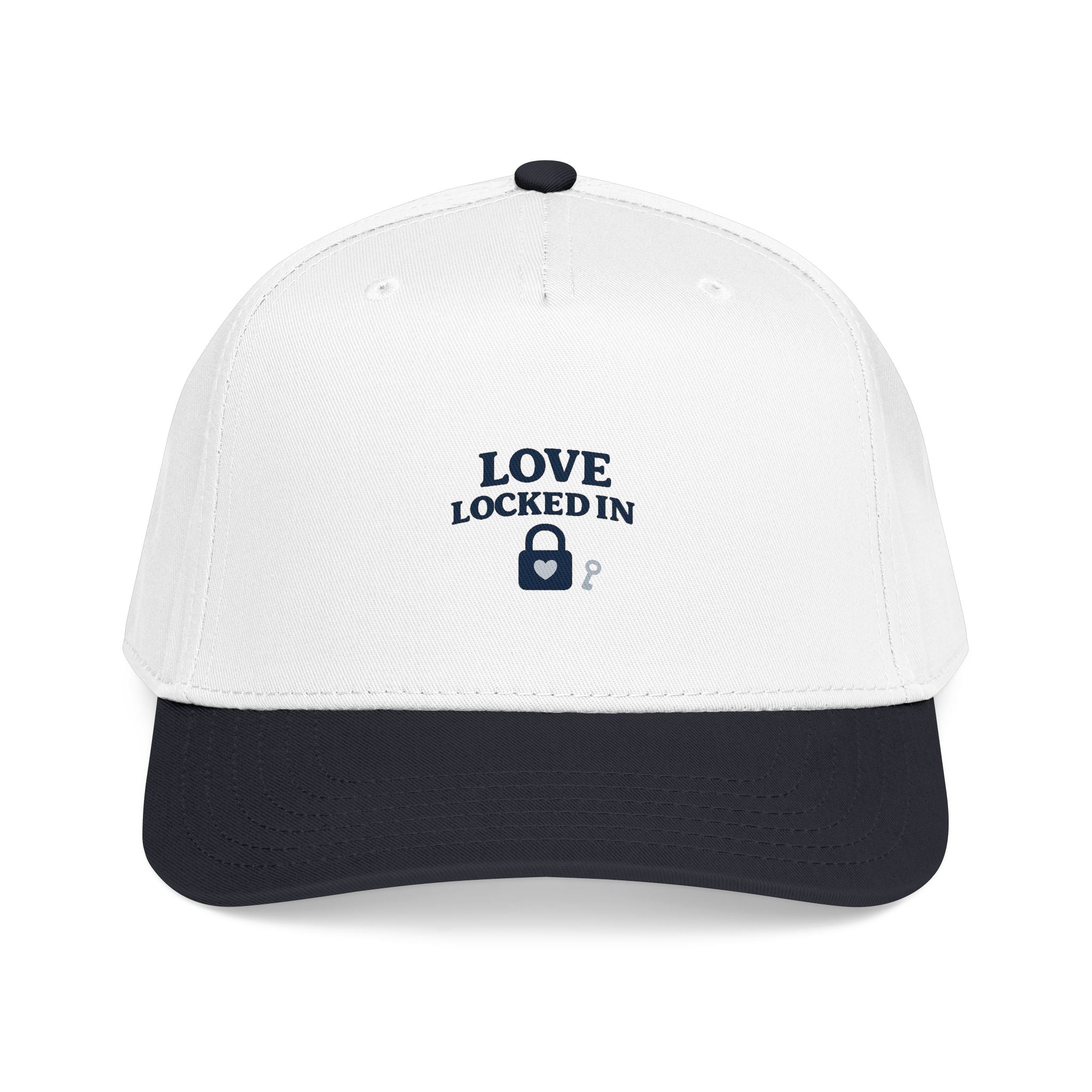 Love Locked In Baseball Cap — Embroidered Padlock Design