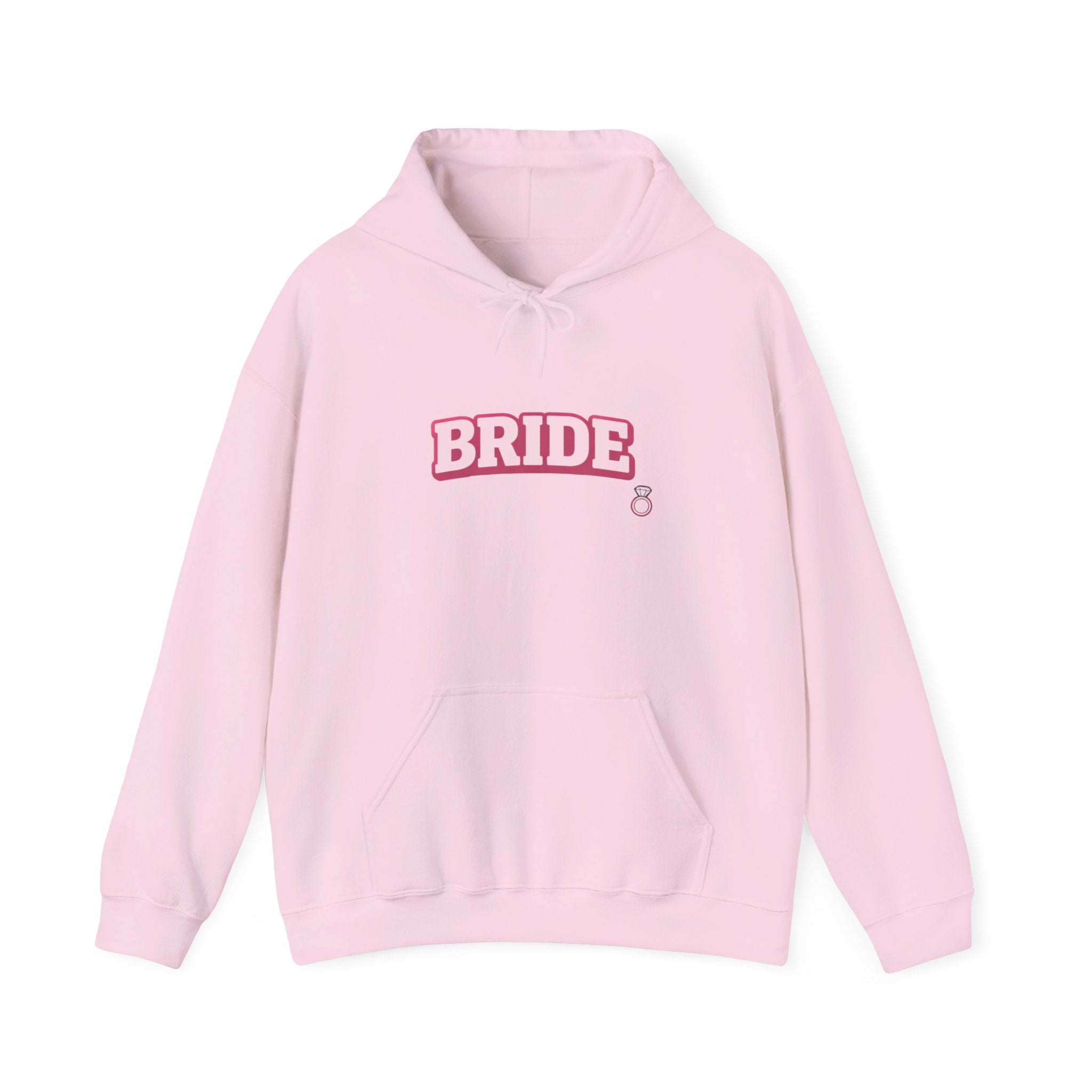 Bride Hoodie — Bachelorette Party Pullover with Pink 'BRIDE' Graphic