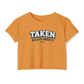 Taken & Happy About It Crop Top — Women’s Festival Graphic Tee