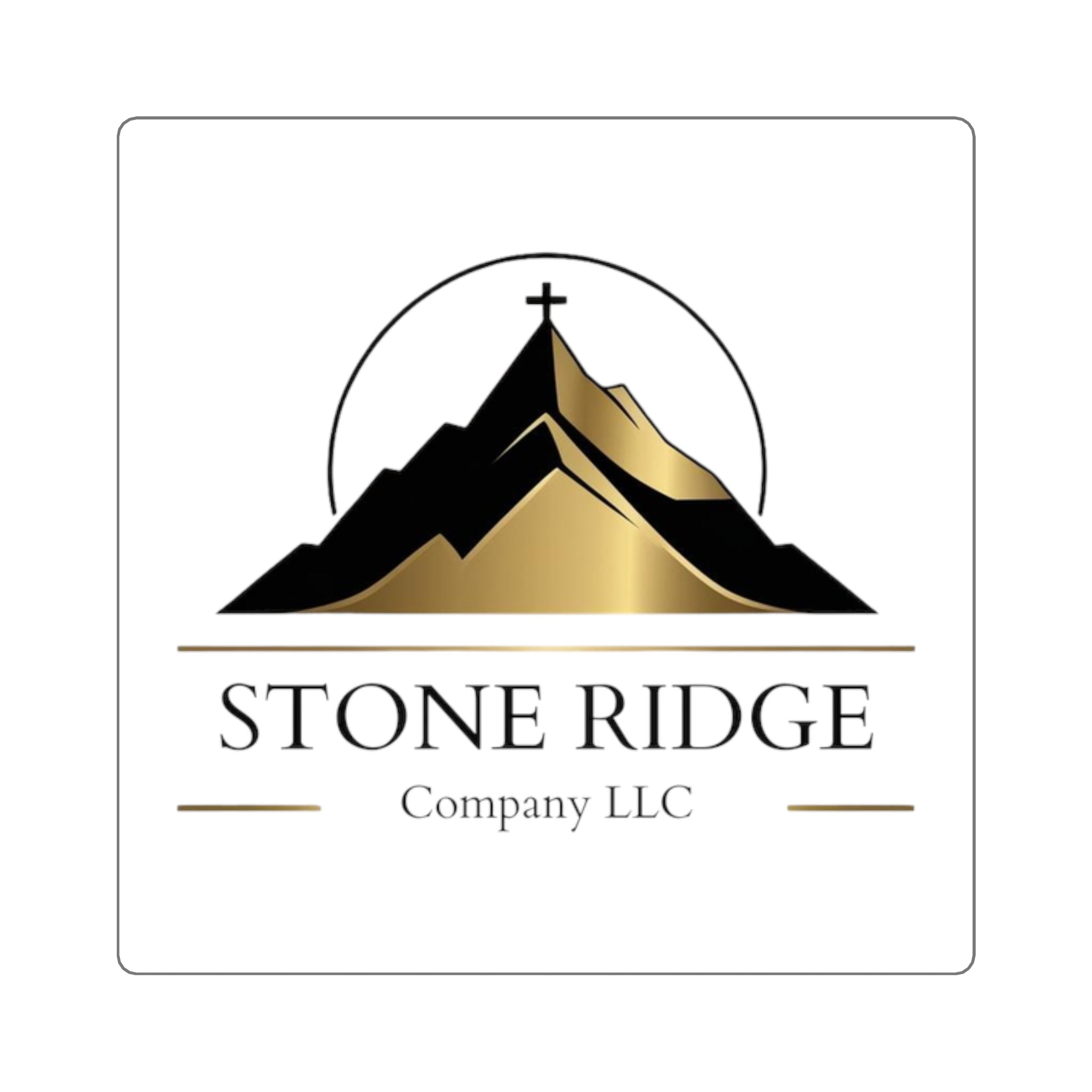 Stone Ridge Logo Square Sticker — Gold Mountain Business Branding Sticker