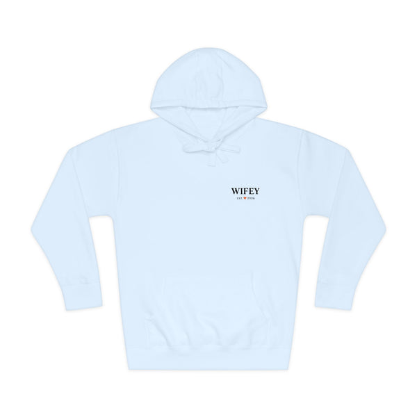 Wifey Hoodie – Minimal Script Fleece Pullover for Newlyweds & Bridal Gifts