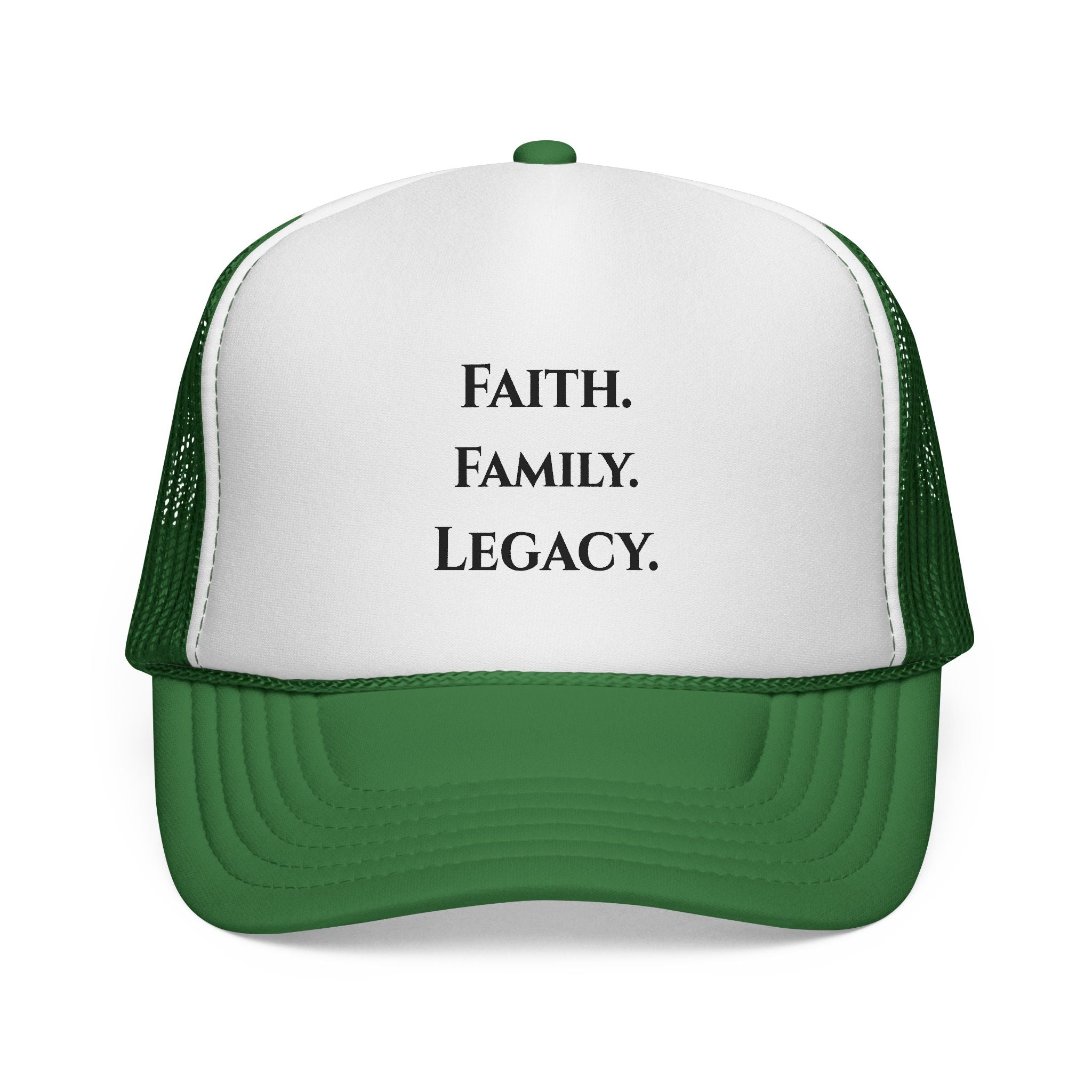 Faith. Family. Legacy. Trucker Hat – Inspirational Mesh Cap for Men & Women