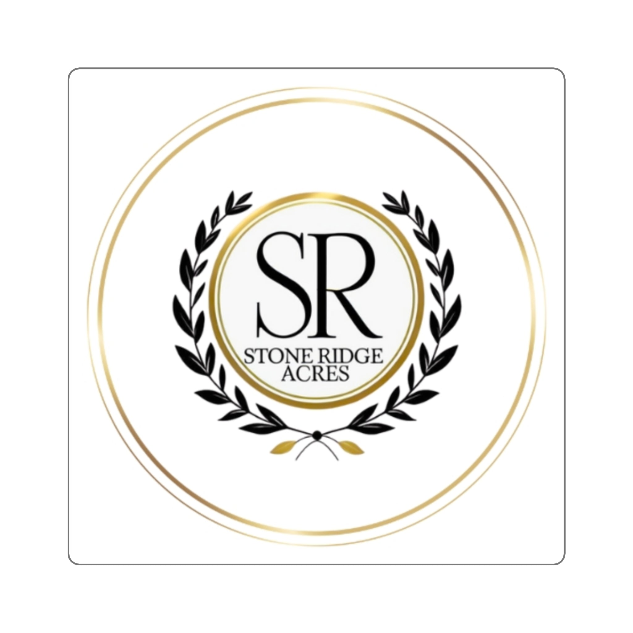 Stone Ridge Acres Logo Square Sticker — Elegant Monogram Farm/Brand Decal