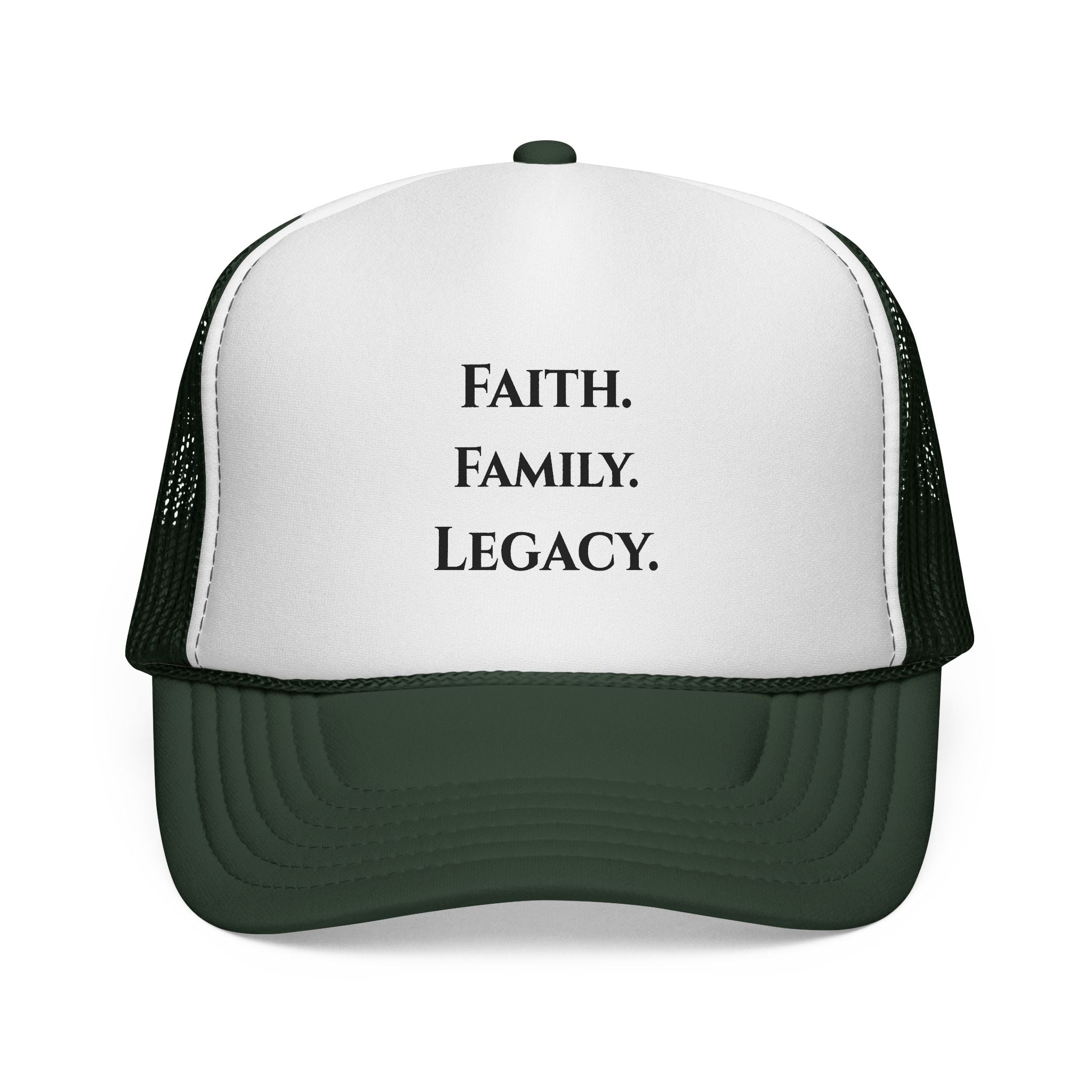 Faith. Family. Legacy. Trucker Hat – Inspirational Mesh Cap for Men & Women