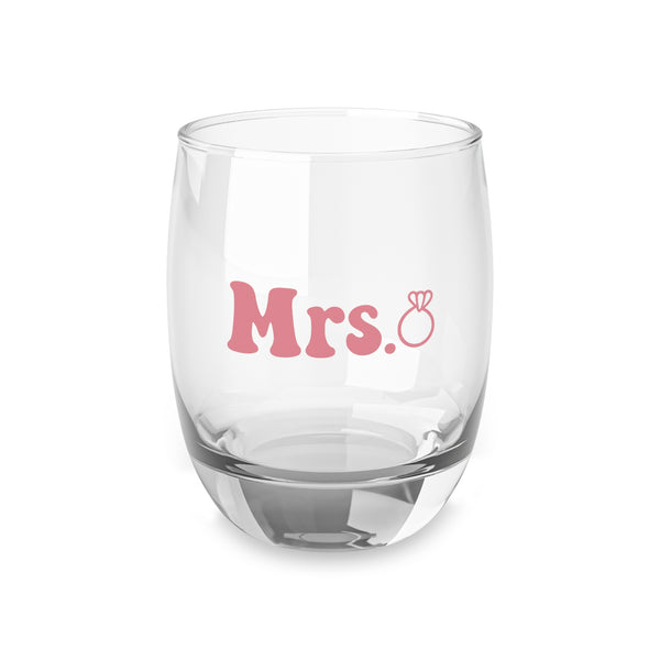 Mrs. Whiskey Glass – Pink Script with Ring Icon, Bachelorette & Bride-to-Be Gift