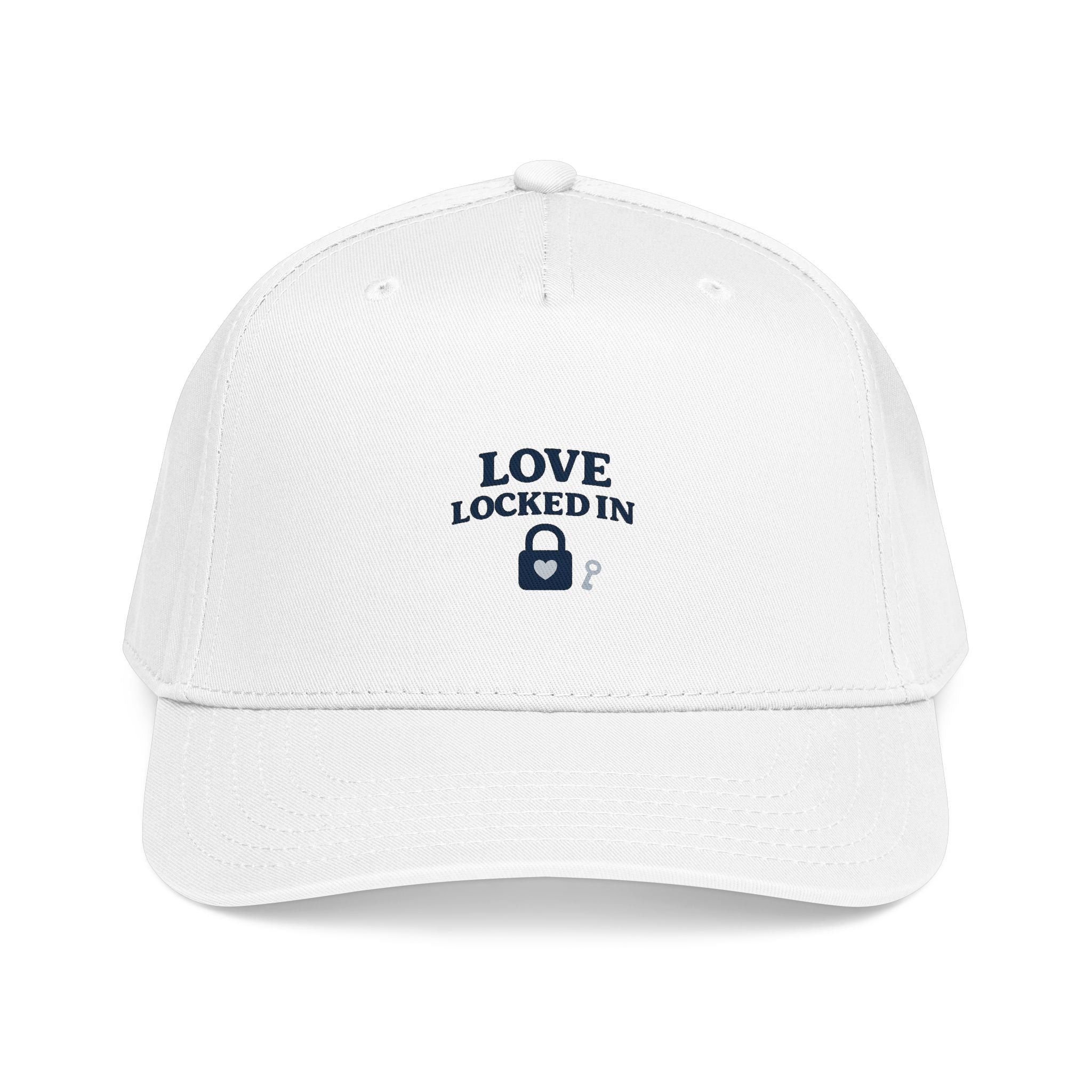 Love Locked In Baseball Cap — Embroidered Padlock Design