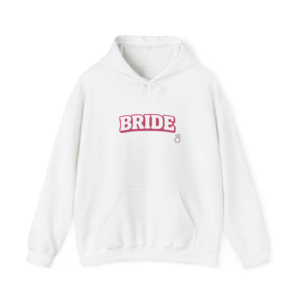 Bride Hoodie — Bachelorette Party Pullover with Pink 'BRIDE' Graphic