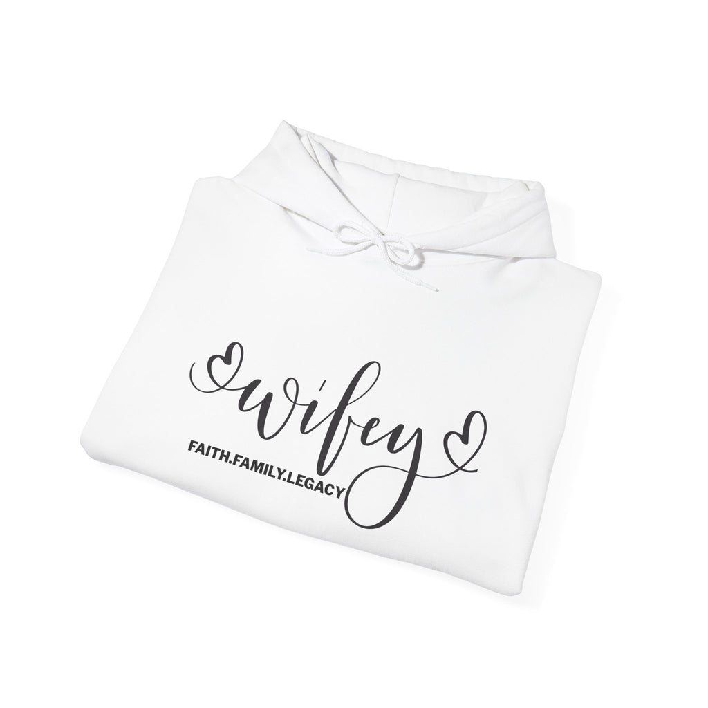 Wifey Hoodie – Script 'Wifey' with Faith Family Legacy Graphic