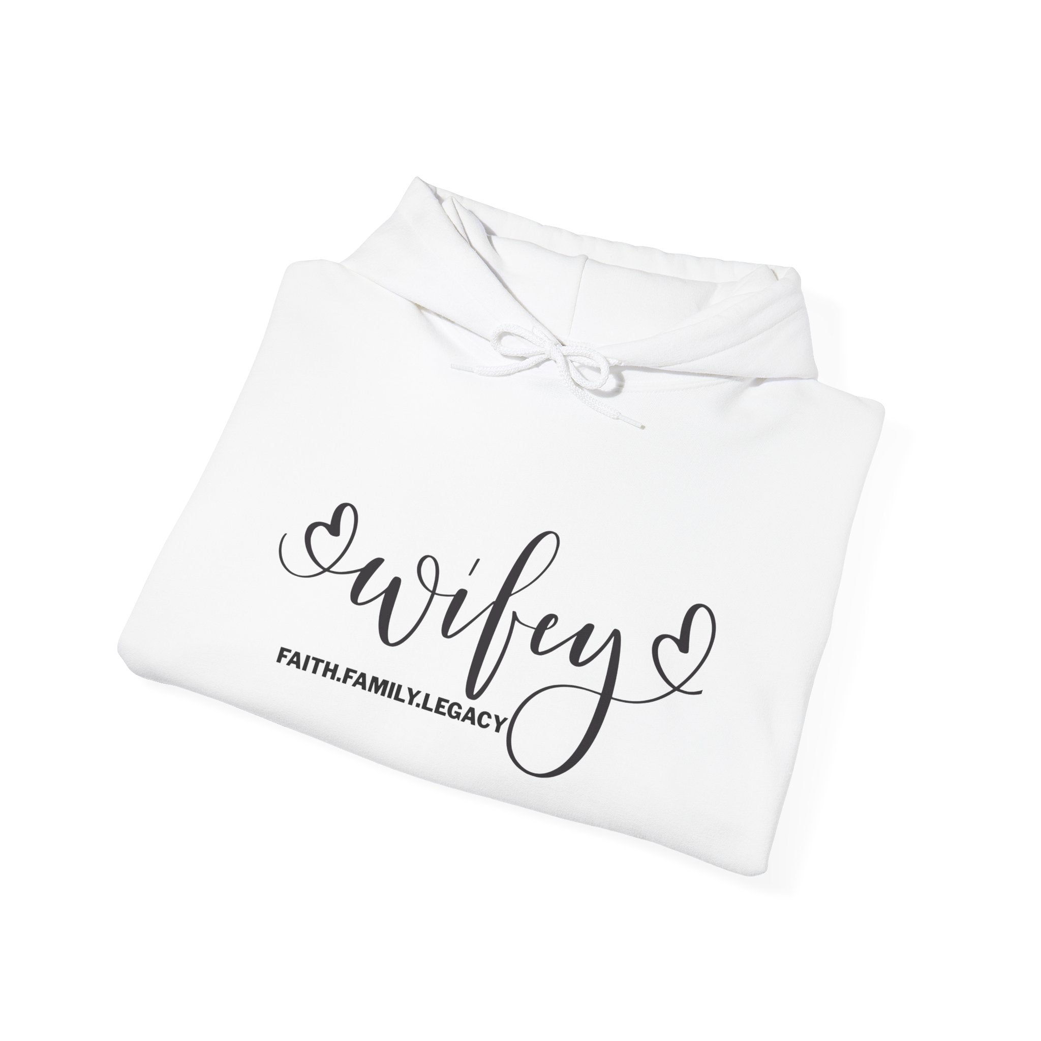 Wifey Hoodie – Script 'Wifey' with Faith Family Legacy Graphic