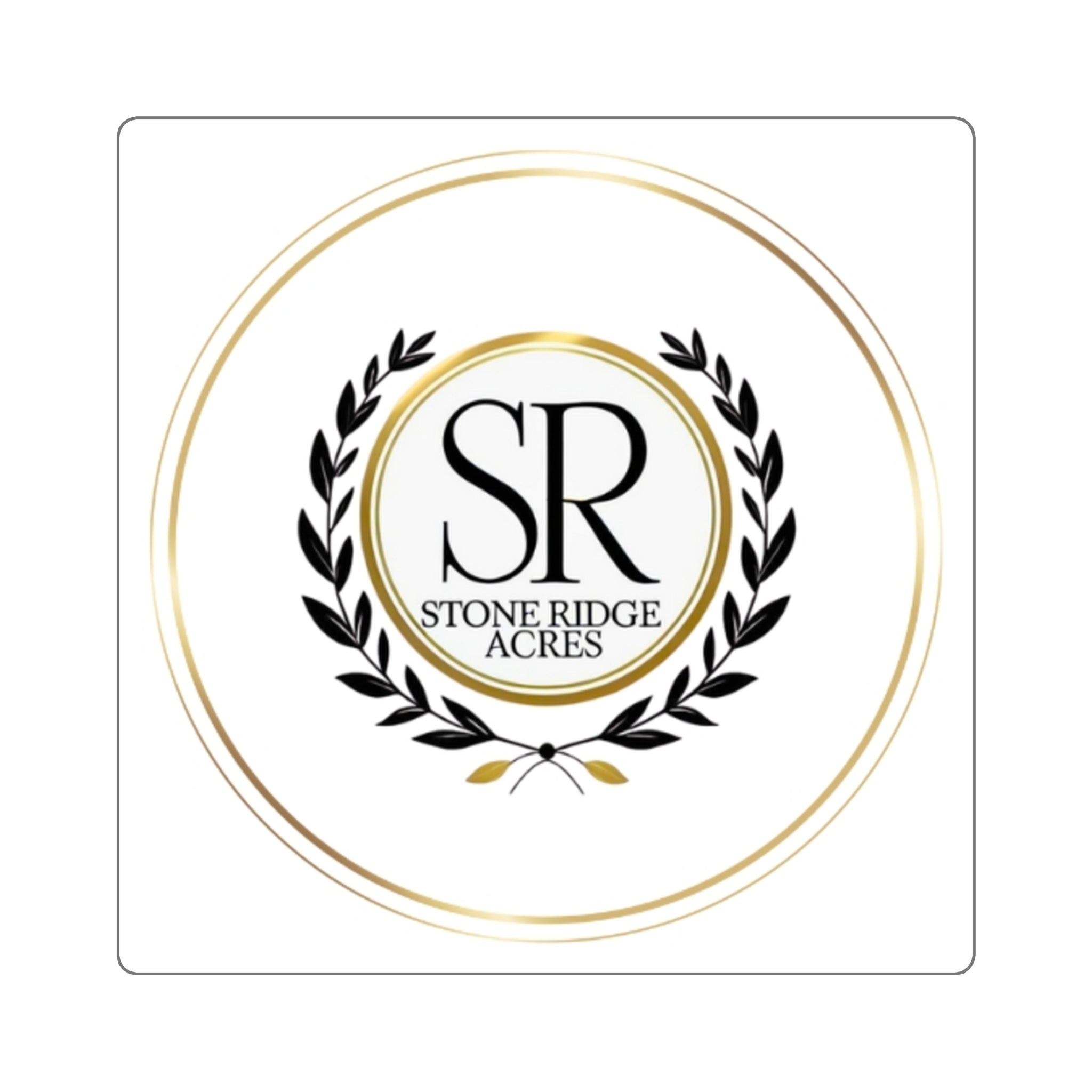 Stone Ridge Acres Logo Square Sticker — Elegant Monogram Farm/Brand Decal
