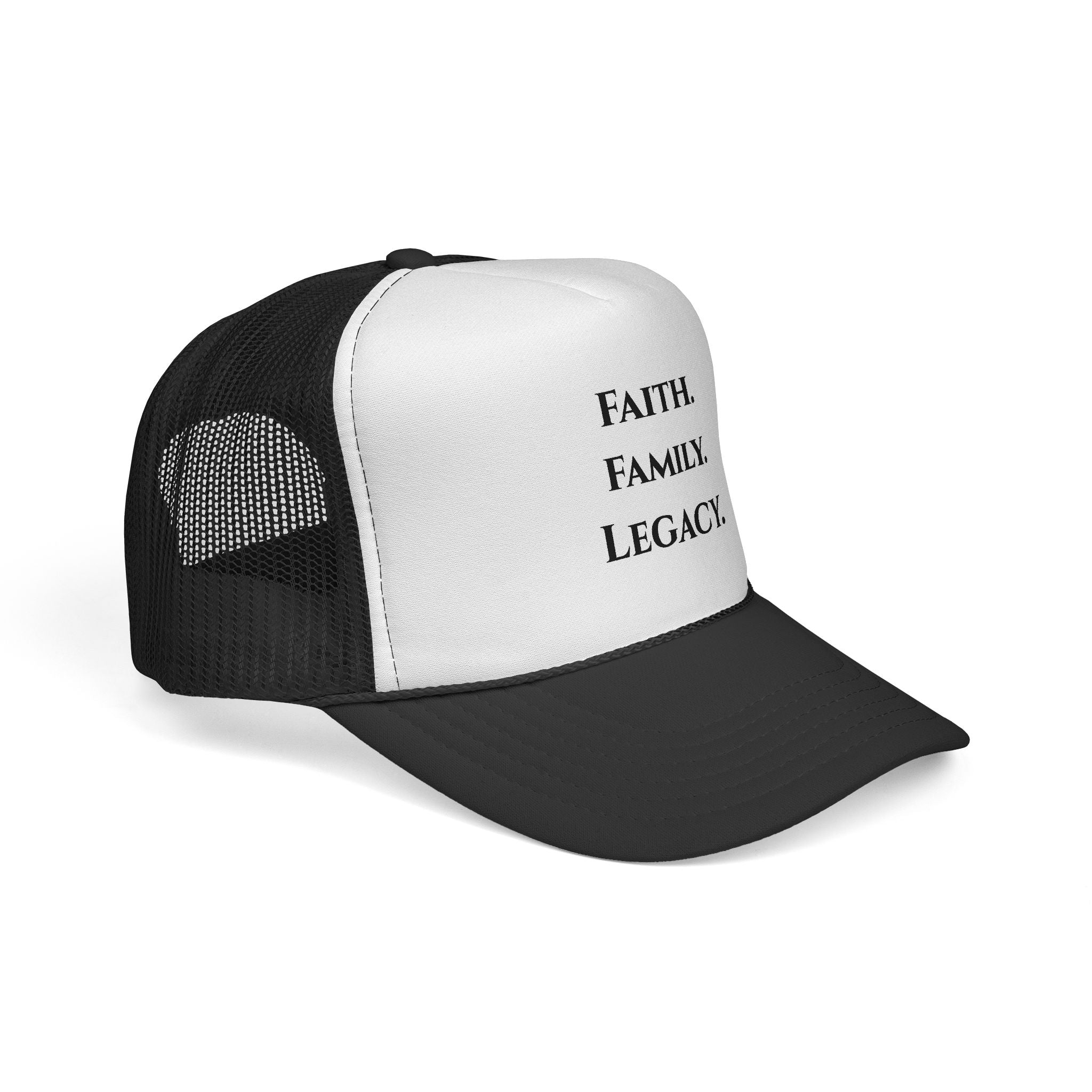 Faith. Family. Legacy. Trucker Hat – Inspirational Mesh Cap for Men & Women