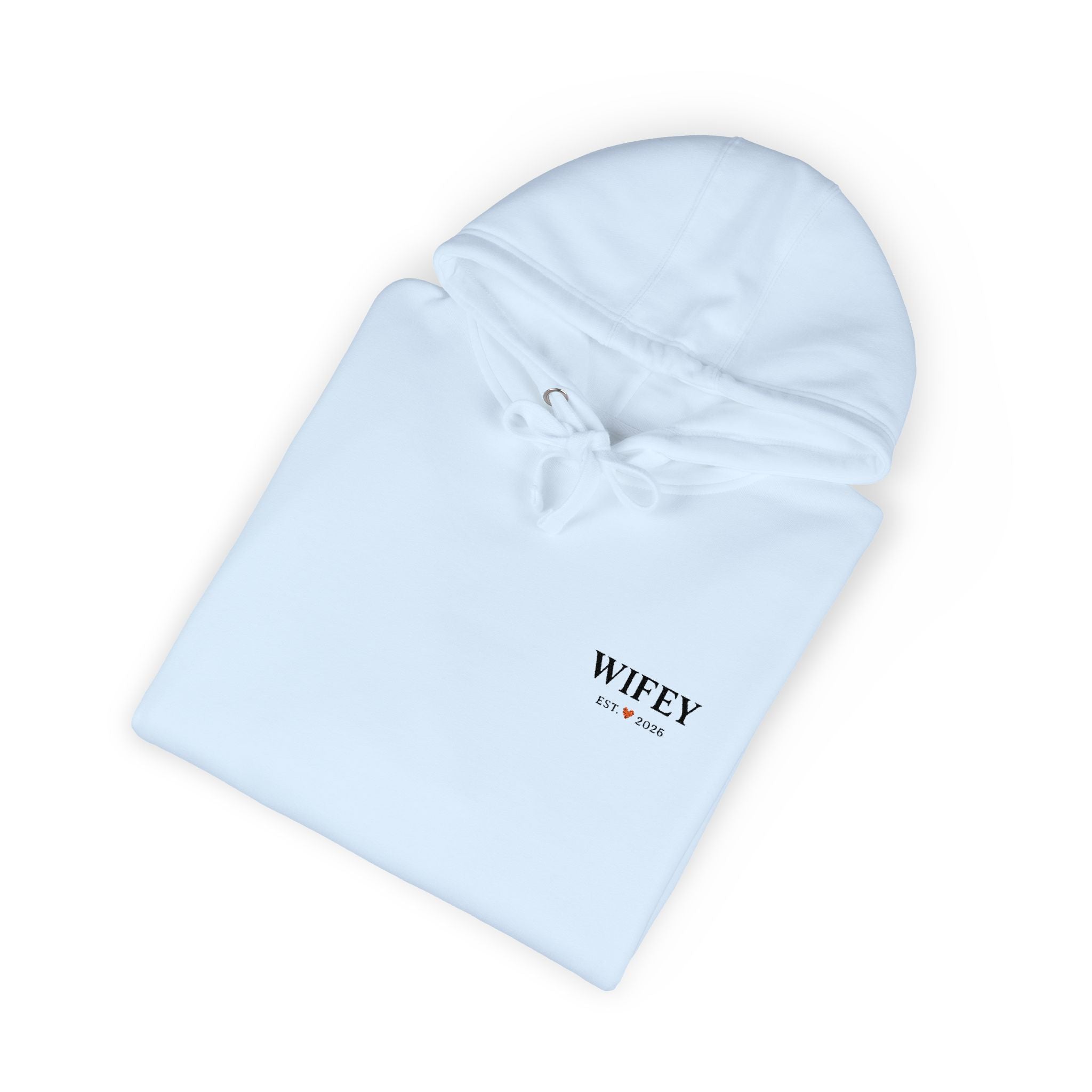 Wifey Hoodie – Minimal Script Fleece Pullover for Newlyweds & Bridal Gifts