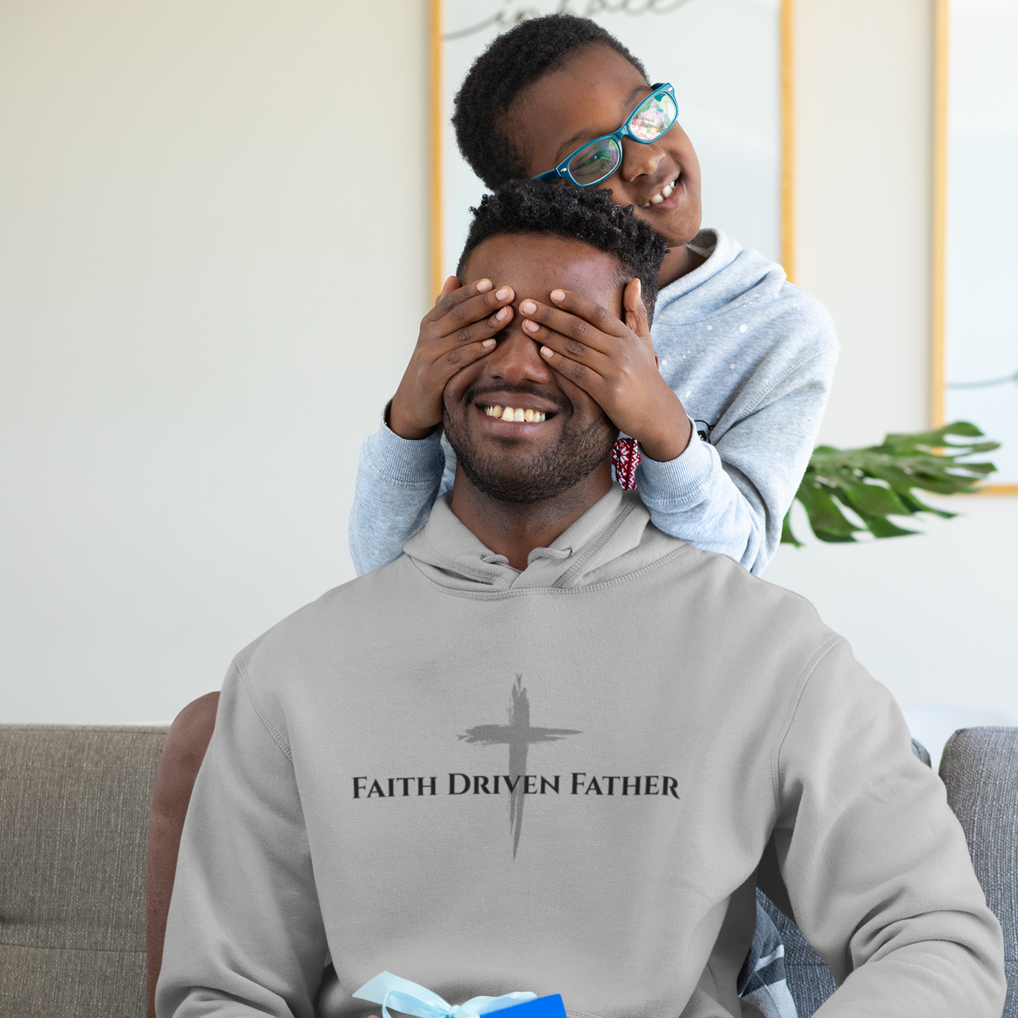 Faith Driven Father with a Cross graphic Hoodie